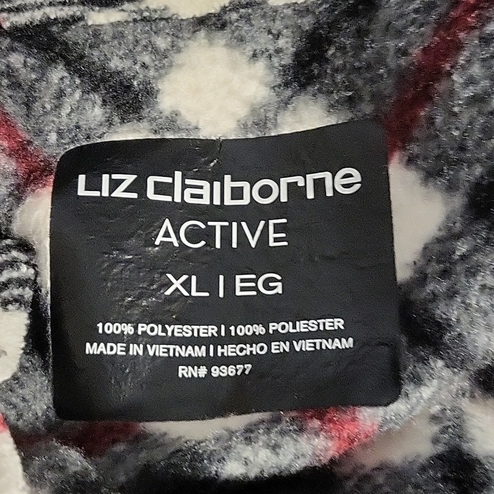 Liz Claiborne Active Plaid Fleece Button-Up Dolman Sleeve Poncho Cape Size XL - Picture 6 of 11
